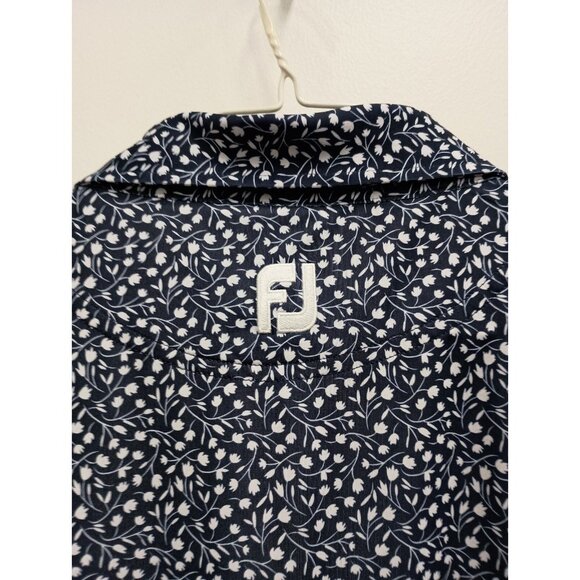 FJ FootJoy Mens Polo Shirt XL Gray Floral Short Sleeve Preppy Casual - Picture 5 of 6